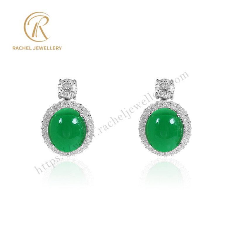 Rachel Unique Design Solid Emerald Earrings 925 Sterling Silver Earrings