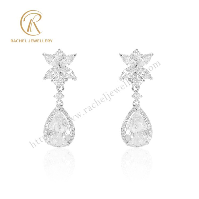 Rachel Jewellery Luxury 5A Clear Pear CZ Sterling Silver Earrings