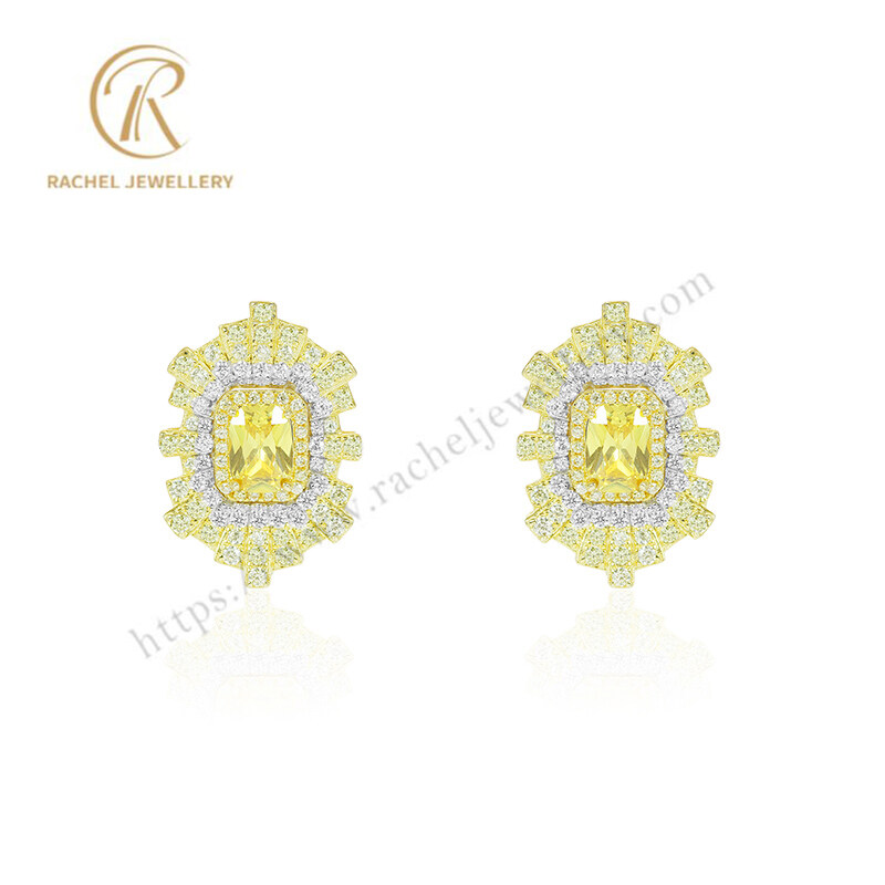Rachel Jewellery Radiant Yellow CZ Sterling Silver Earrings