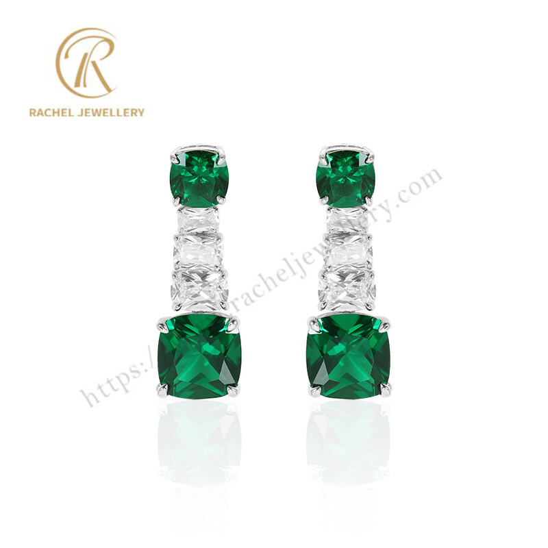 Rachel Jewellery High Grade Emerald Silver Earrings