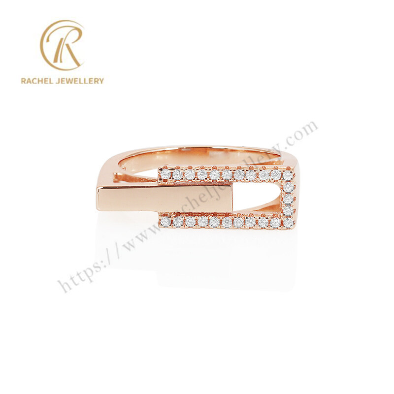 92.5% Silver White CZ Rose Gold Plated Ring For Lady