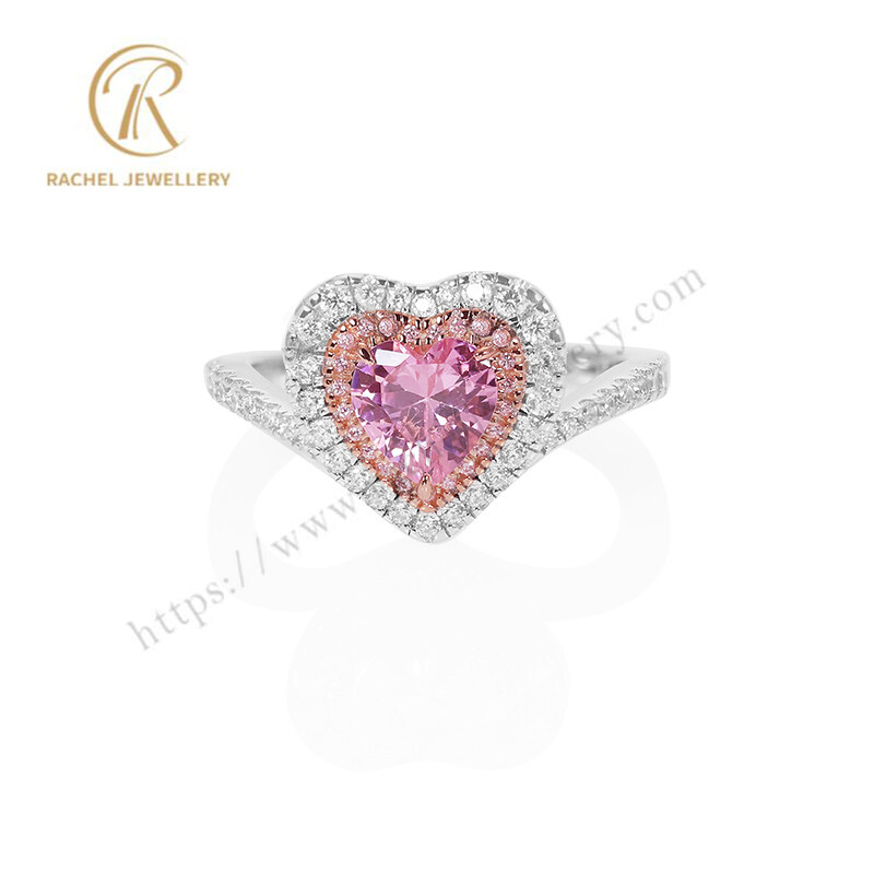Classical Pink Heart Lady's love 925 sterling silver ring