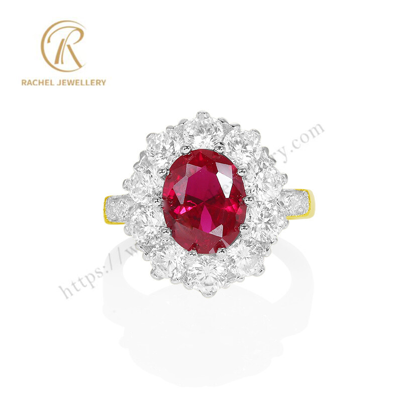Classical Princess Style Ruby Sterling Silver Ring