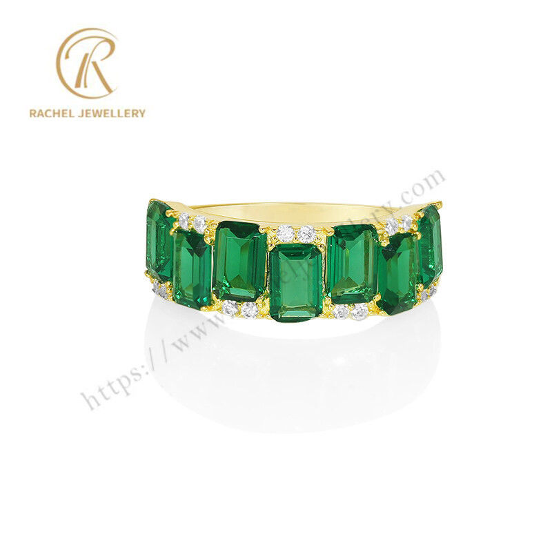 High Quality Spectacular Emerald CZ Sterling Silver Ring