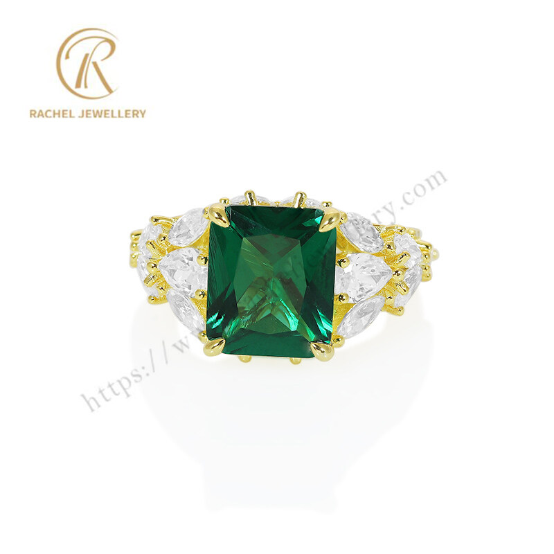 Radiant Emerald Exquisite CZ Silver Ring in 925 Silver
