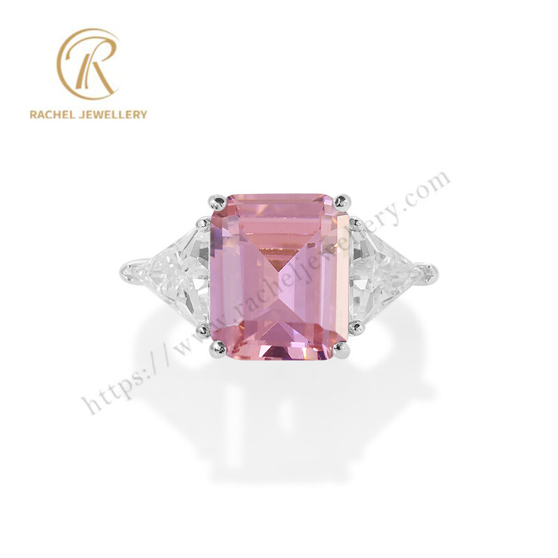 Cute Main Stone Pink Color Zirconia Wholesale 925 Silver Ring