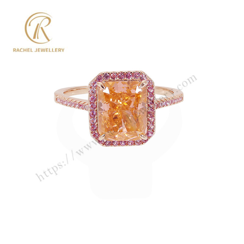 Orange Color Main Stone Sterling Silver 925 Jewellery Ring