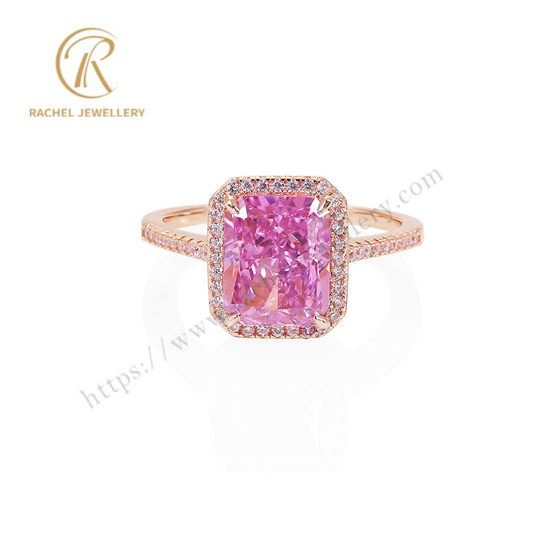 Big Pink Color Stone Hot Sale Elegant 925 Sterling Jewellery Ring