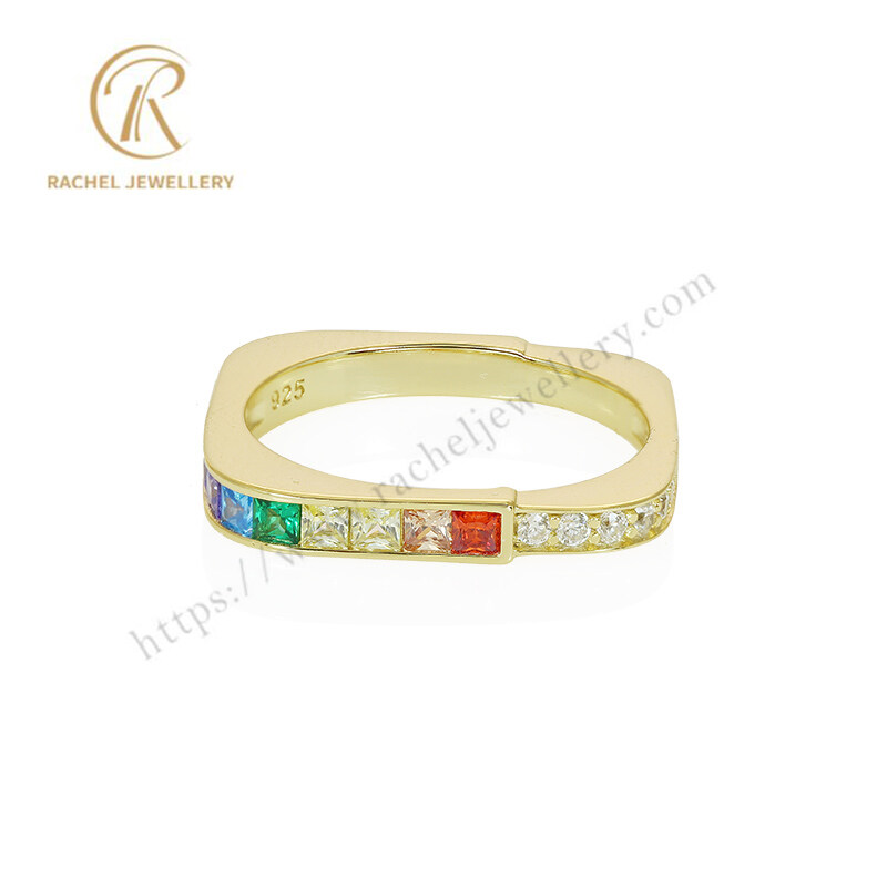 Color Small CZ 14K Gold Plated Fashion 925 Sterling Ring