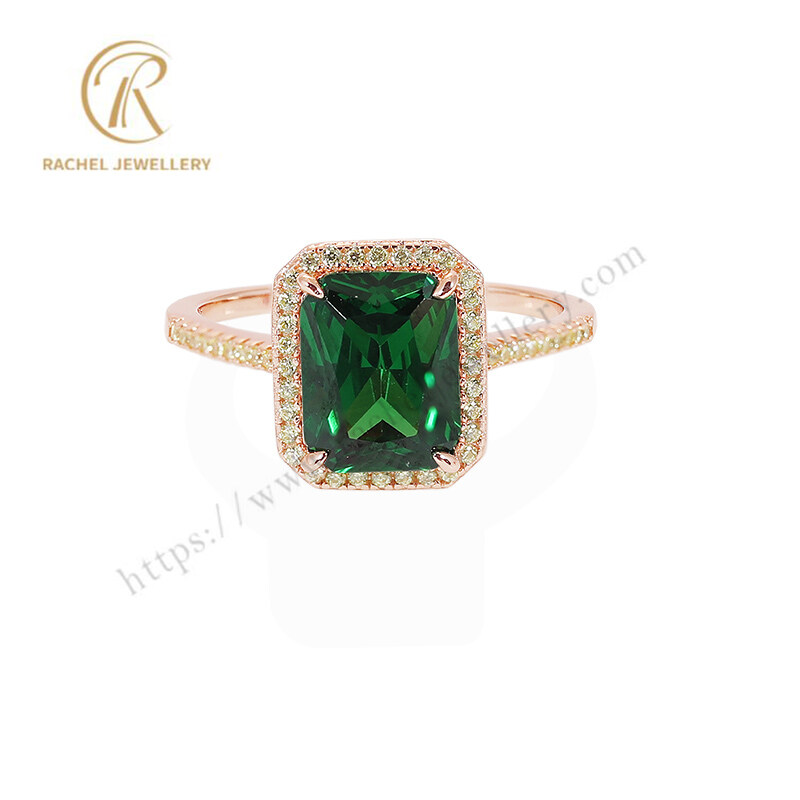 Emerald Main Stone Elegant Sterling 925 Silver Ring for Wholesale