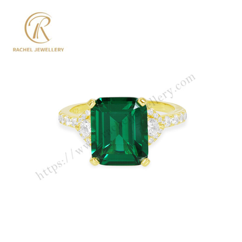 Emerald Main Stone Simple Fashion 925 Ring for Wholesale