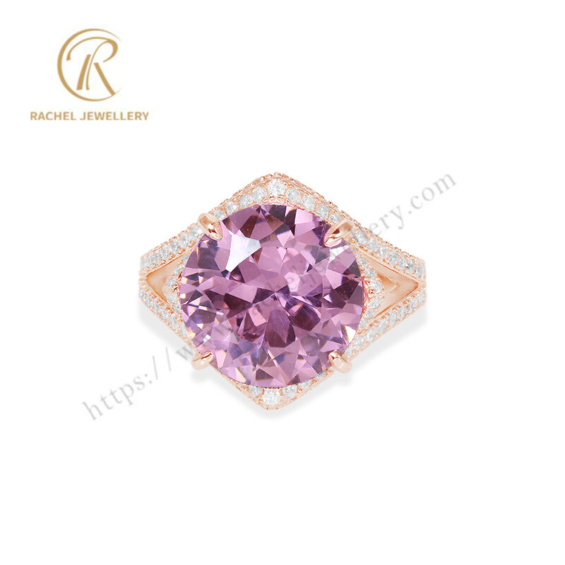 Big Pink Color White CZ 925 Silver Jewellery Manufacturer Wholesale Ring