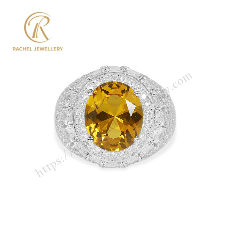 Yellow Zircon Bling High Level Stone 925 Sterling Ring