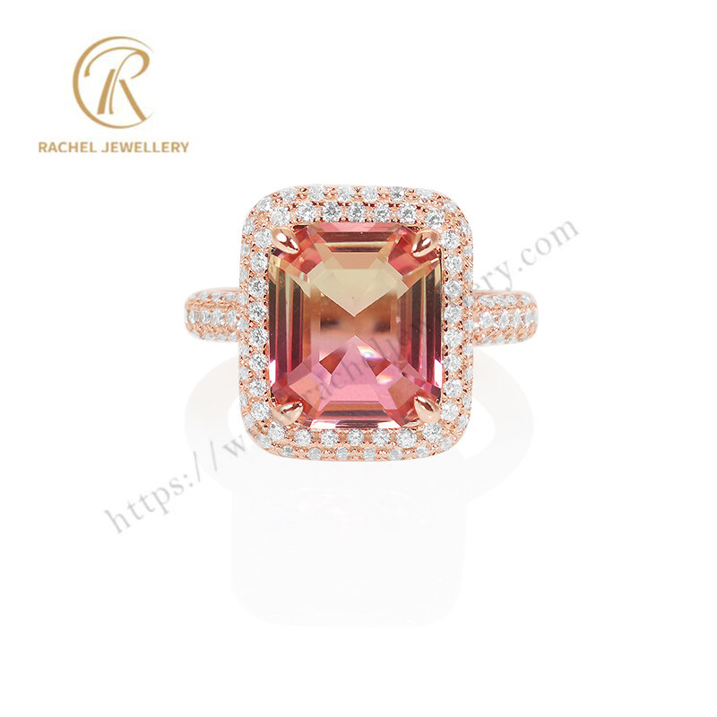 Rose Gold Plated Pink CZ Silver Jewellery Wholesale Ring