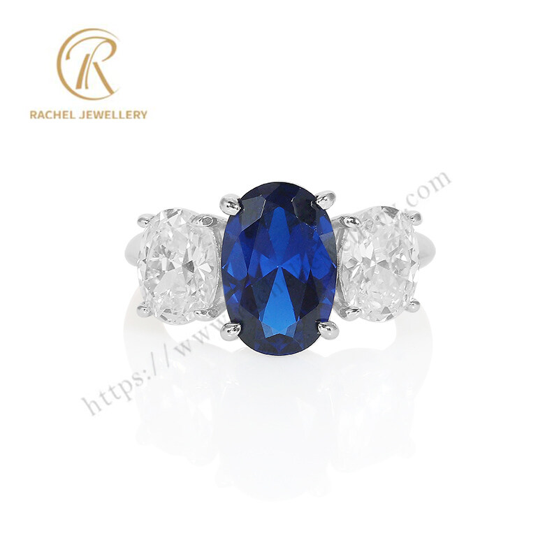 Wholesale Manufacturer Silver Jewellery Blue Sapphire CZ Ring