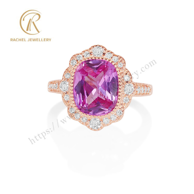 Ruby Rose Gold Plated White CZ Jewellery 925 Ring