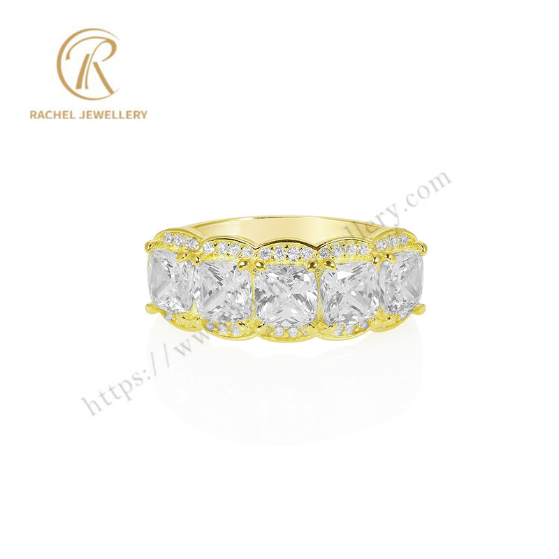 Yellow Gold Plating White CZ Hotsale Jewellery Sterling Ring