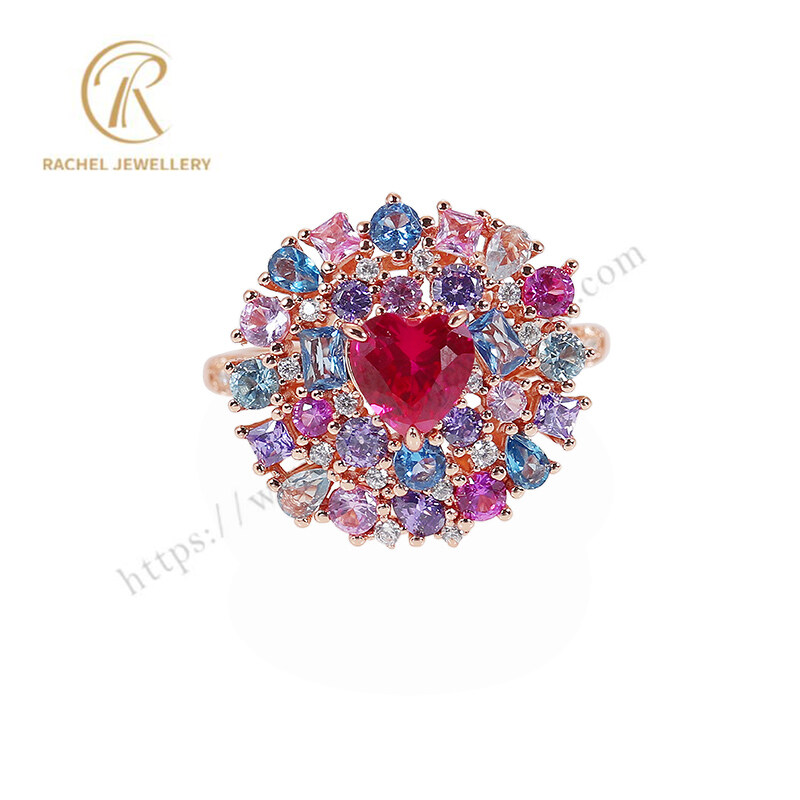 Ruby Several Colors Combination 925 Sterling Silver Jewellery Ring