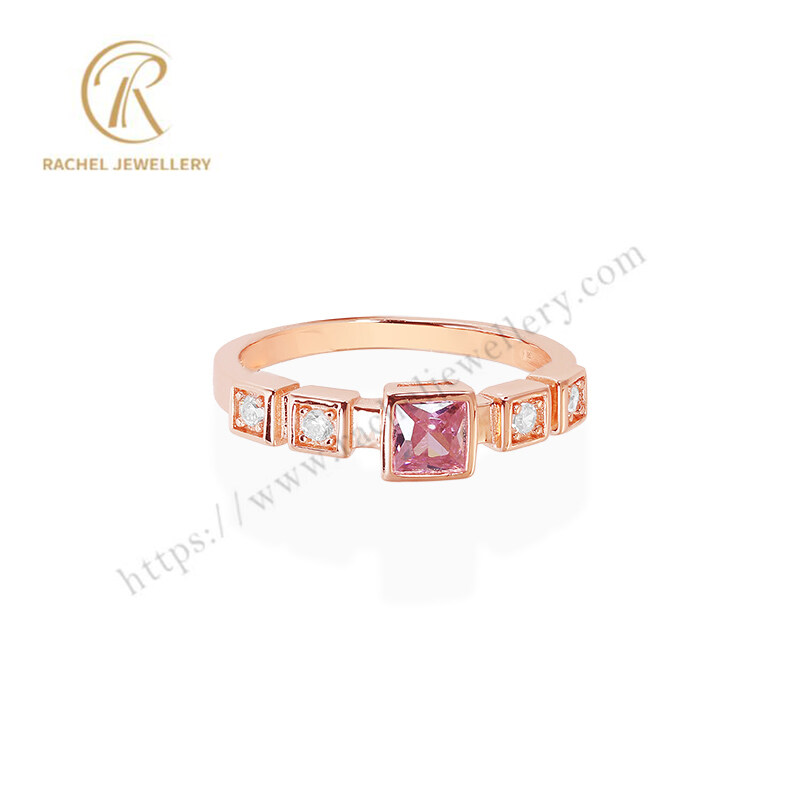 Pink White AAA CZ 925 Silver Jewelry Custom Factory Ring