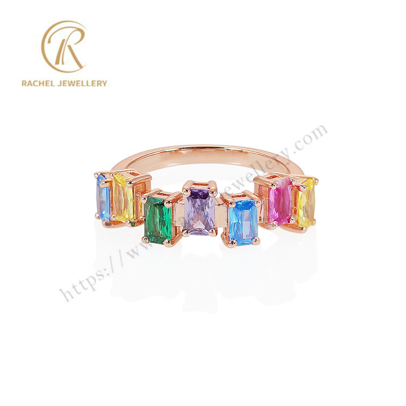 Colorful Zircon Combination Style Fashion Jewellery Silver Ring