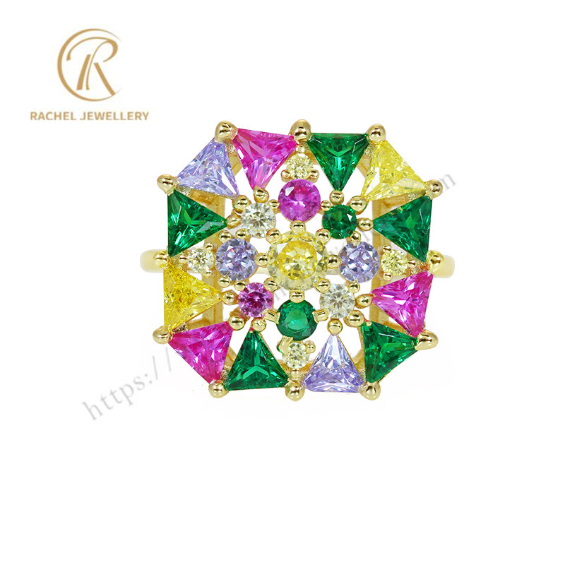 Colorful CZ AAA Quality High Level Luxury Silver Jewellery Ring