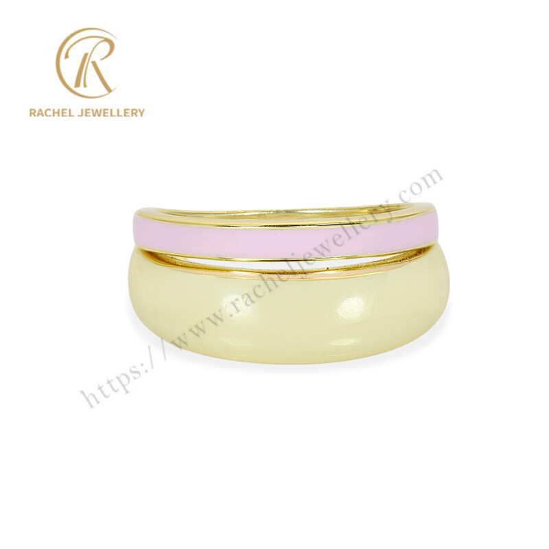 Pink Enamel Cute Style Manufacturer Wholesale Jewelry Silver Ring