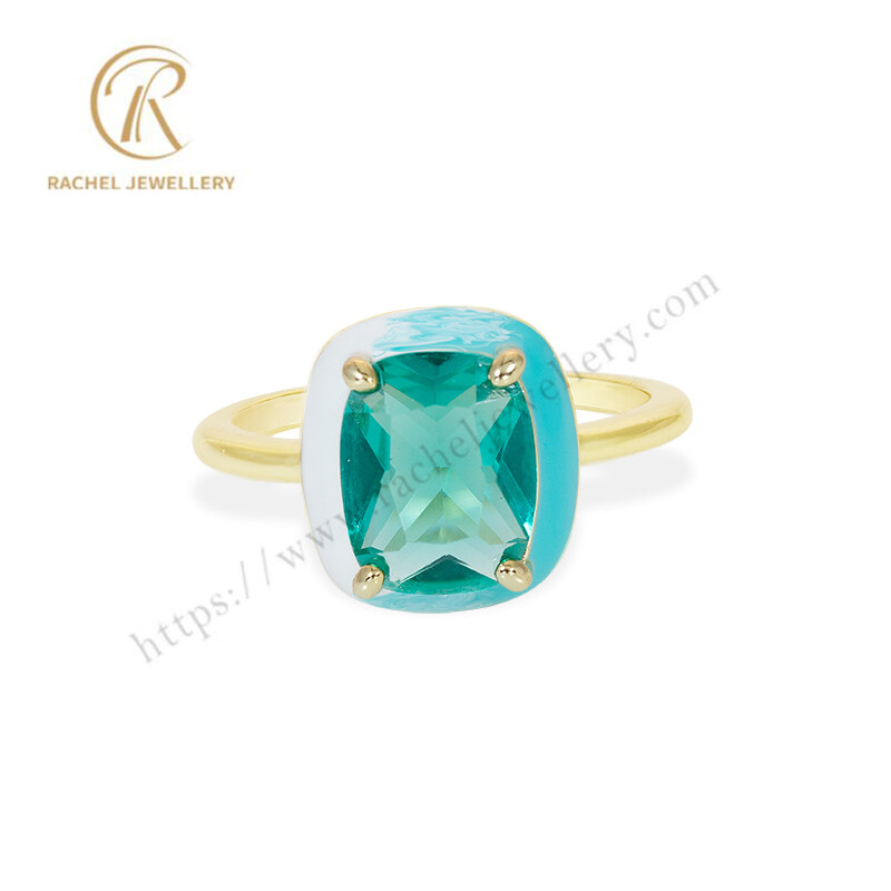 Green Glass Enamel Custom Color Silver Jewellery Factory 925 Ring