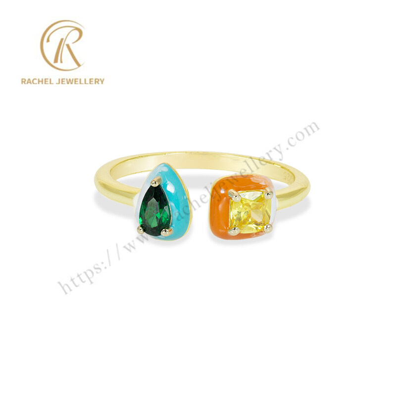 Green Yellow Zircon Silver Jewelry Wholesale Trendy 925 Ring