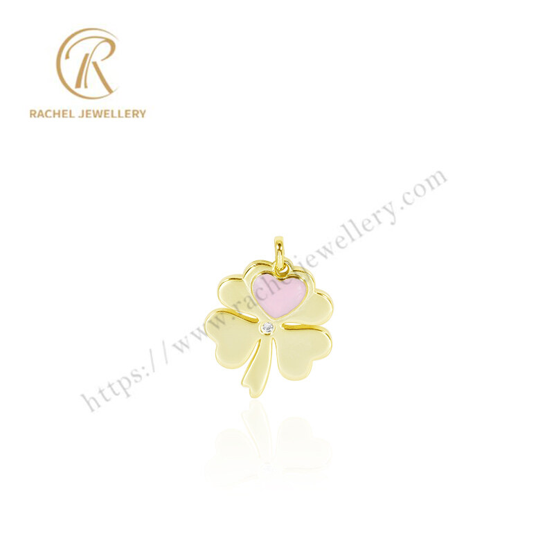 Low MOQ Jewellery 100% 925 Sterling Silver Charm Fashion Jewelry Lucky Four 4 Leaf Gold Clover Charms Pendant