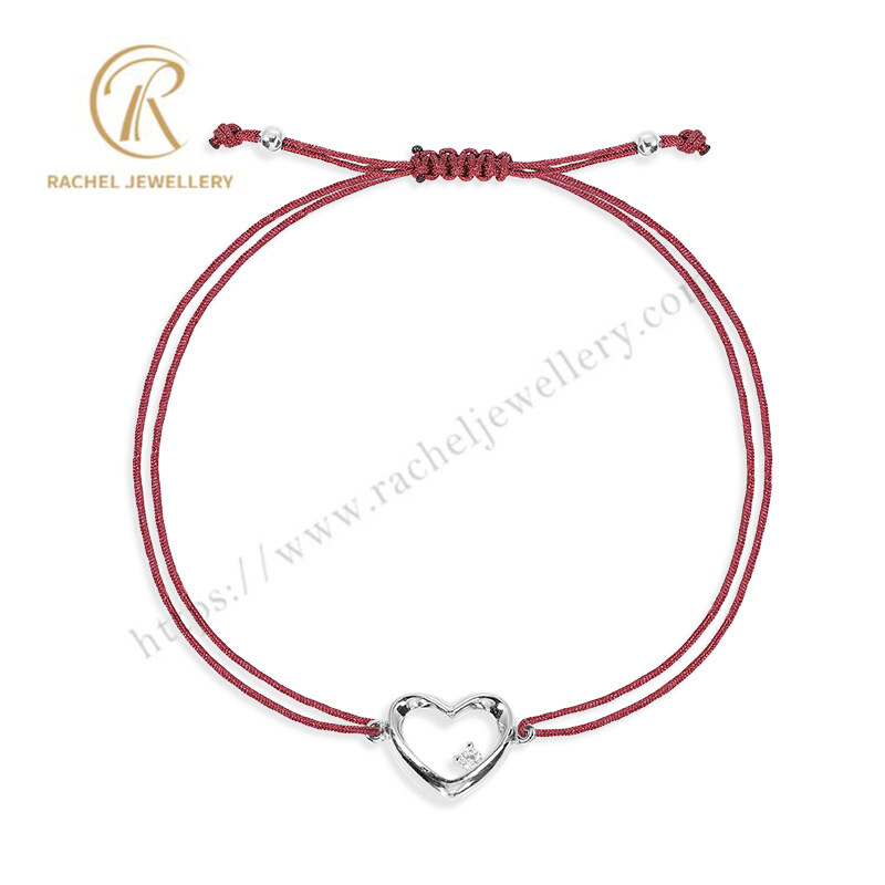 Simple Heart White CZ Stone Nylon Material Wholesale Factory Bracelet