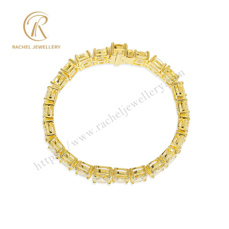 Yellow Gold Zircon 925 Silver Sterling Jewellery Fashionable Tennis Wholesale Bracelet