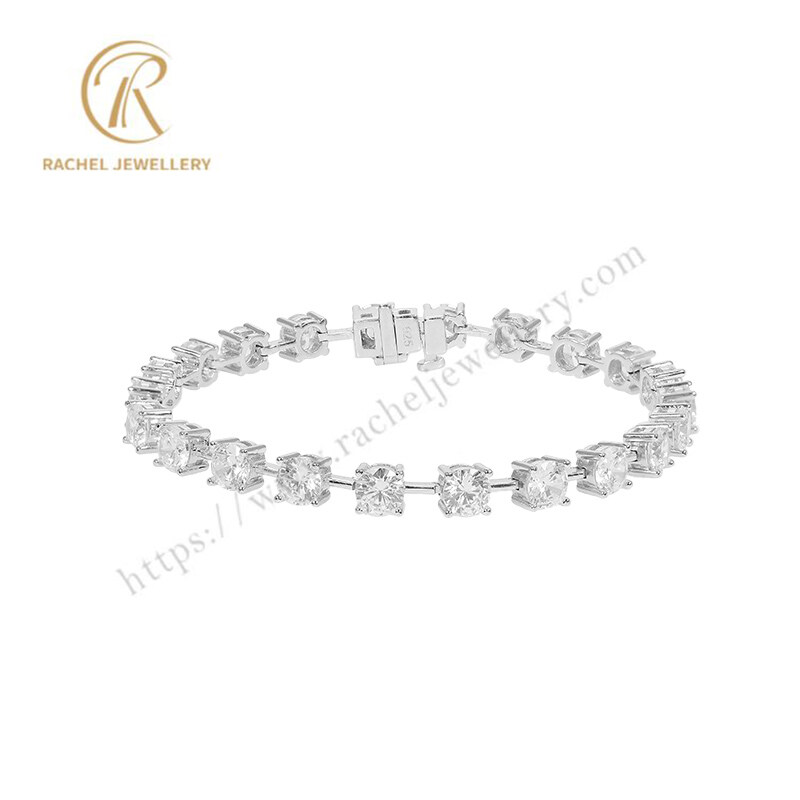 AAA White Zircon Rhodium Plated Custom Wholesale Factory Fashion Jewellery Bracelet