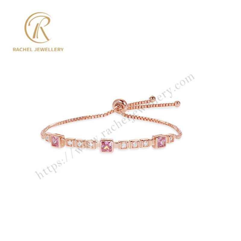 Light Ruby White Zircon Silver Jewellery Wholesale Custom Adjustable Bracelet