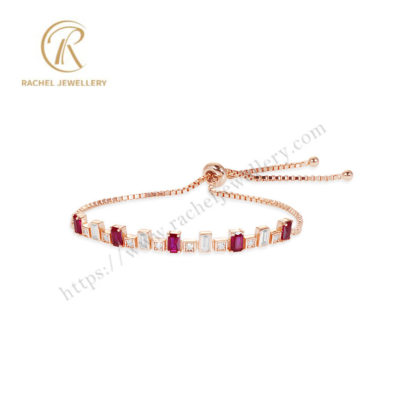 Ruby White Zircon Wholesale OEM ODM Manufacturer 925 Silver Adjustable Bracelet