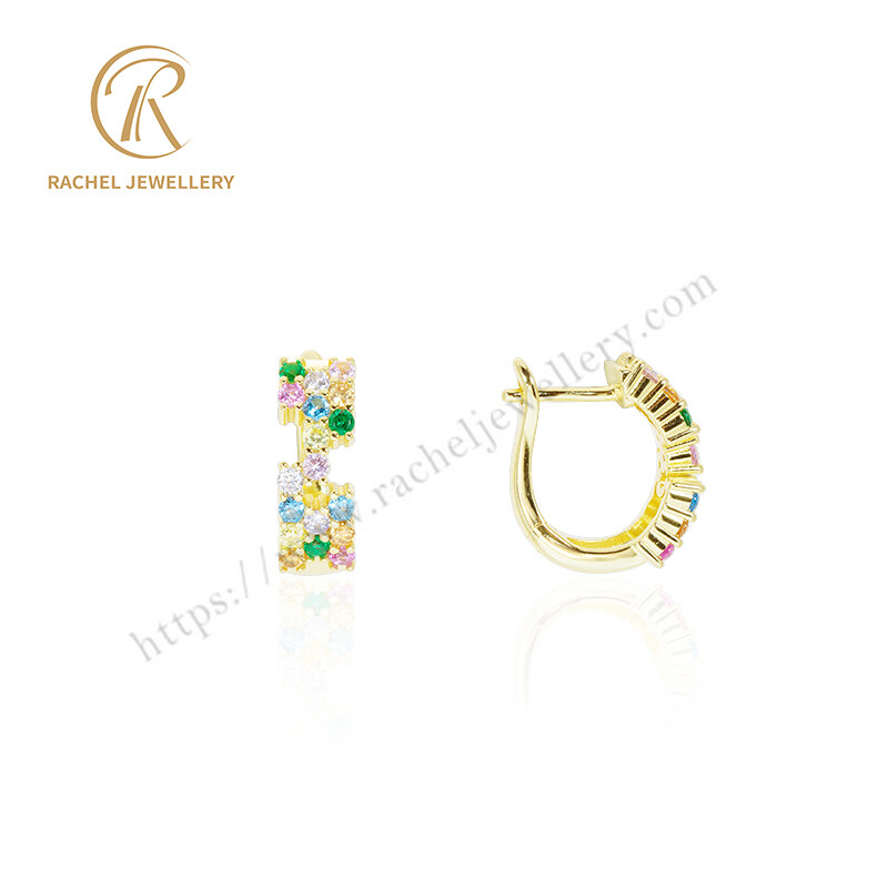 Wholesale Multicolor Stones Fashion Jewelry Manufacturer 925 Silver English Lcok Earrings