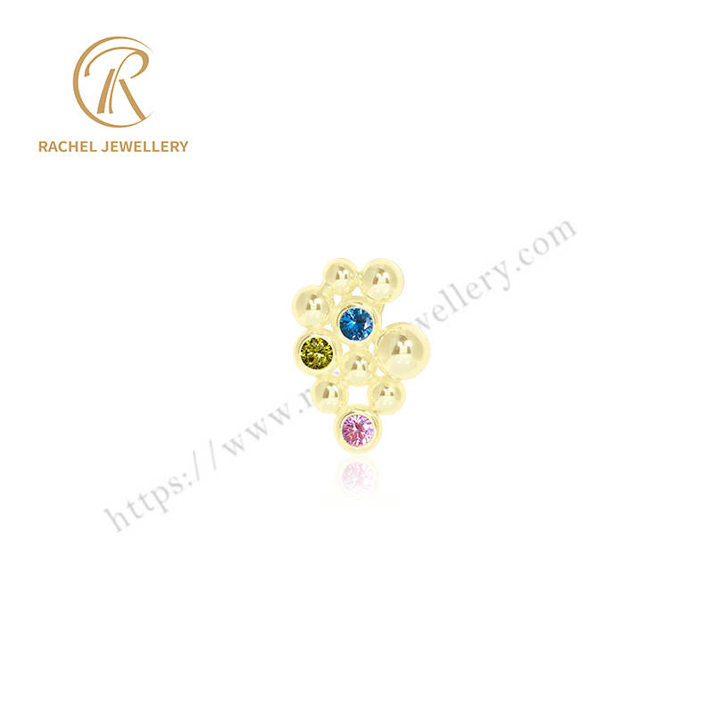 Gold-Plated Pendant with Multicolor CZ Stones – Bubble Cluster