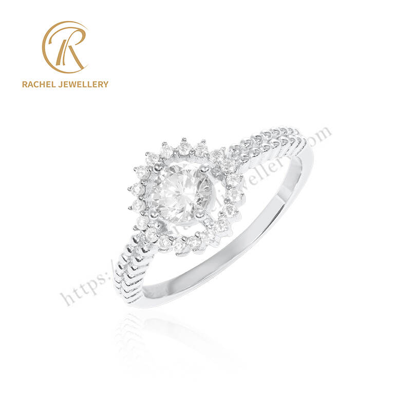 Classic Round-Cut CZ Solitaire Ring in Rhodium-Plated 925 Silver