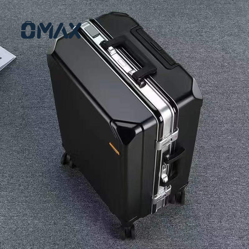 luxury carry-on luggage, aluminum alloy suitcase, spinner wheel trolley, unisex travel luggage, lightweight polyester suitcase, durable travel suitcase, business luggage, large capacity suitcase, TPE rubber wheels, ABS+PC luggage