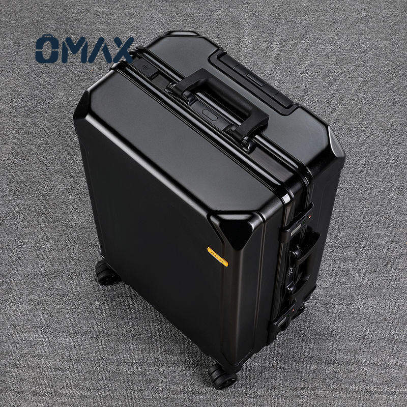 luxury carry-on luggage, aluminum alloy suitcase, spinner wheel trolley, unisex travel luggage, lightweight polyester suitcase, durable travel suitcase, business luggage, large capacity suitcase, TPE rubber wheels, ABS+PC luggage
