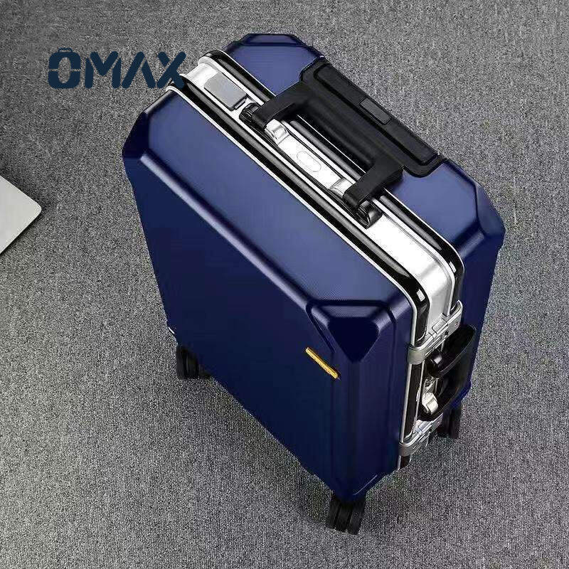 luxury carry-on luggage, aluminum alloy suitcase, spinner wheel trolley, unisex travel luggage, lightweight polyester suitcase, durable travel suitcase, business luggage, large capacity suitcase, TPE rubber wheels, ABS+PC luggage