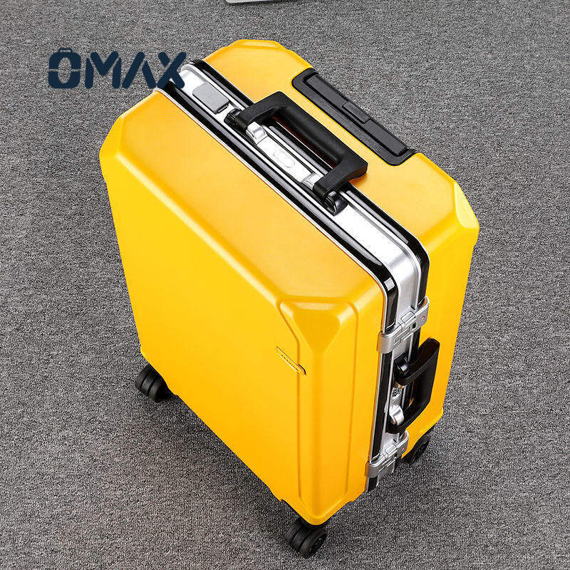 luxury carry-on luggage, aluminum alloy suitcase, spinner wheel trolley, unisex travel luggage, lightweight polyester suitcase, durable travel suitcase, business luggage, large capacity suitcase, TPE rubber wheels, ABS+PC luggage