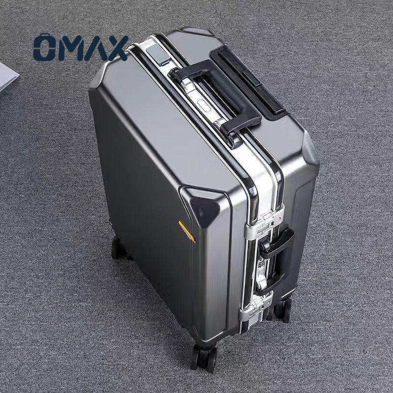 OMAX Luxury Aluminum Alloy Carry-On Luggage | Spinner Wheel Trolley | Durable Polyester Travel Suitcase