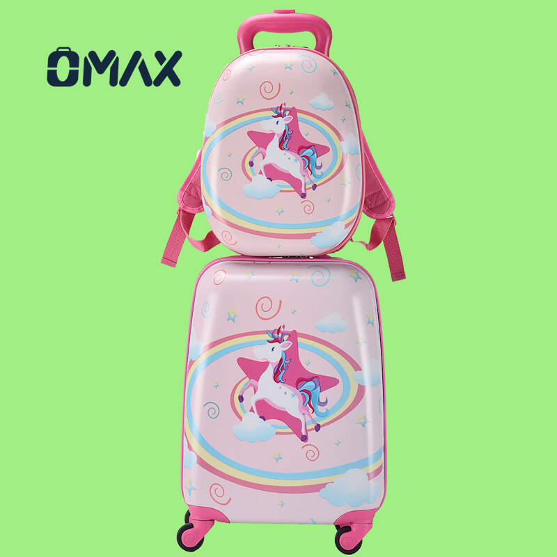 unicorn girls luggage, kids spinner suitcase, ABS carry-on for children, little girl travel suitcase, unicorn themed luggage set, 13 inch childrens suitcase, 18 inch kids carry-on, durable ABS luggage, twin wheel childrens suitcase, girls travel luggage set