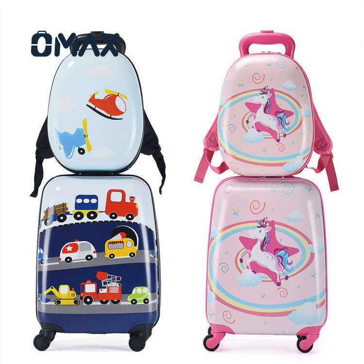 OMAX Unicorn Girls Luggage Set - 2pcs ABS Kids Suitcase with Spinner Wheels, 13&18 Inch Carry-On
