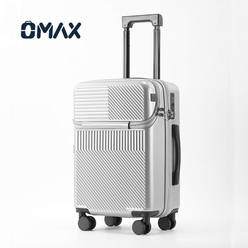 unisex travel suitcase, spinner luggage, durable ABS suitcase, lightweight carry-on luggage, front trolley suitcase, business travel luggage, zipper closure suitcase, polycarbonate suitcase, TSA-approved luggage, multi-functional suitcase