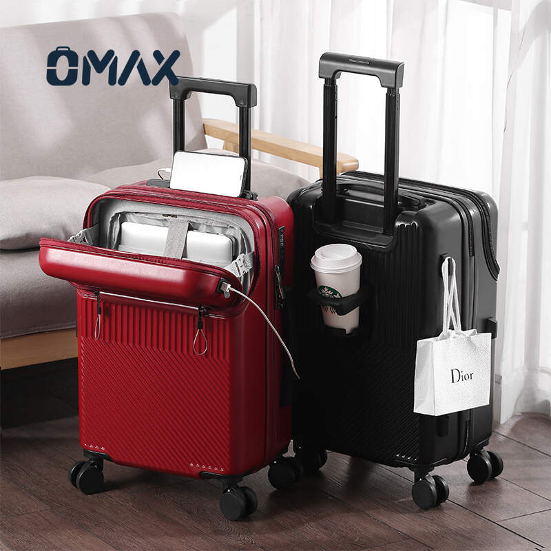 OMAX Unisex Front Trolley Suitcase - Durable ABS/PC Spinner Luggage for Travel