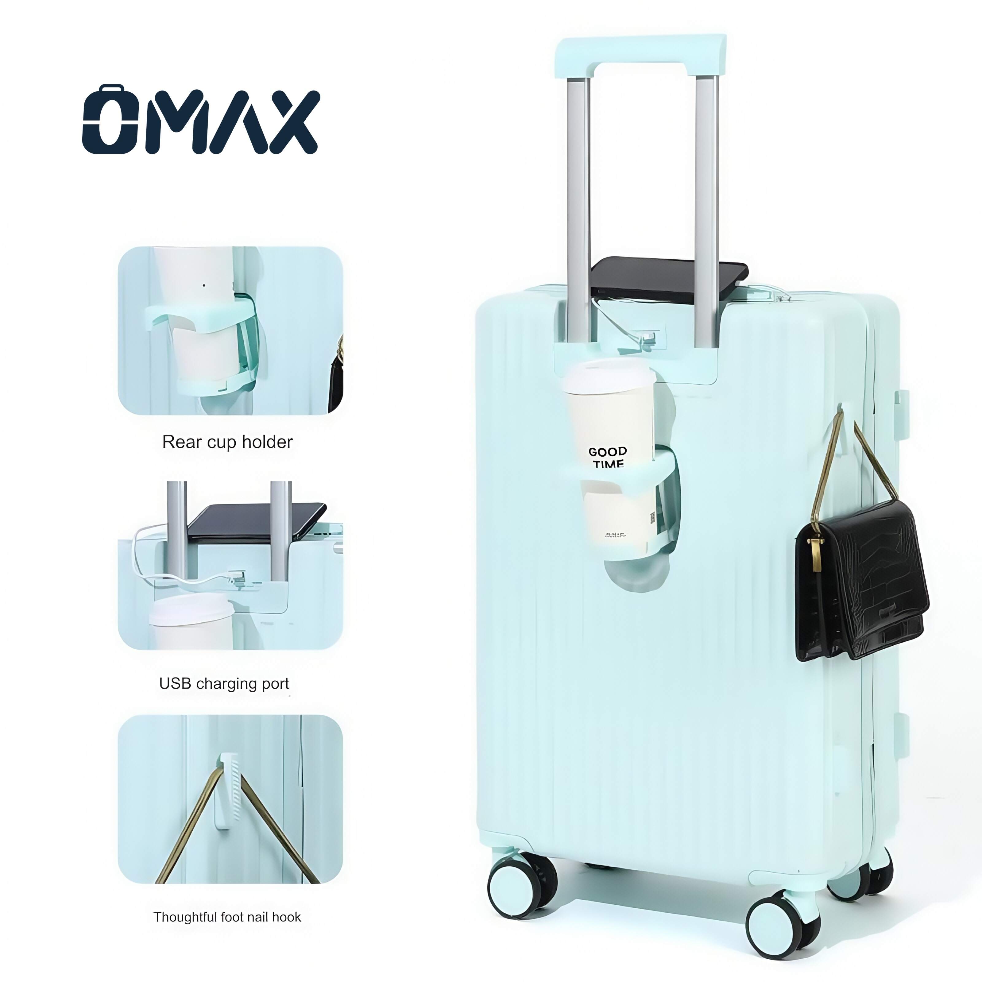 quiet spinner luggage, USB charging travel case, TSA-approved suitcase set, ABS hardside luggage, multifunctional spinner wheels, travel luggage with cup holder, lightweight suitcase with password lock, durable travel luggage sets, business leisure suitcase, waterproof luggage sets