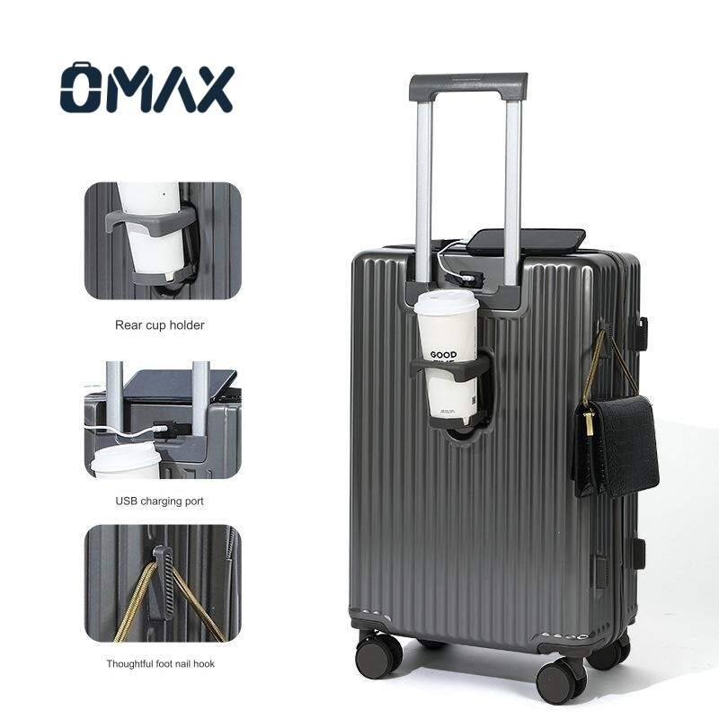 quiet spinner luggage, USB charging travel case, TSA-approved suitcase set, ABS hardside luggage, multifunctional spinner wheels, travel luggage with cup holder, lightweight suitcase with password lock, durable travel luggage sets, business leisure suitcase, waterproof luggage sets
