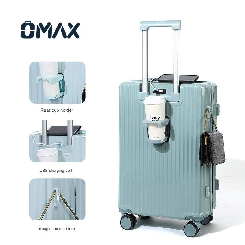 quiet spinner luggage, USB charging travel case, TSA-approved suitcase set, ABS hardside luggage, multifunctional spinner wheels, travel luggage with cup holder, lightweight suitcase with password lock, durable travel luggage sets, business leisure suitcase, waterproof luggage sets