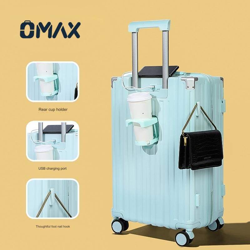 Expandable hardside suitcase, ABS+PC travel luggage, USB charging suitcase, lightweight carry-on luggage, waterproof suitcase, anti-theft luggage, spinner wheel suitcase, unisex travel bag, business luggage, aluminum handle suitcase